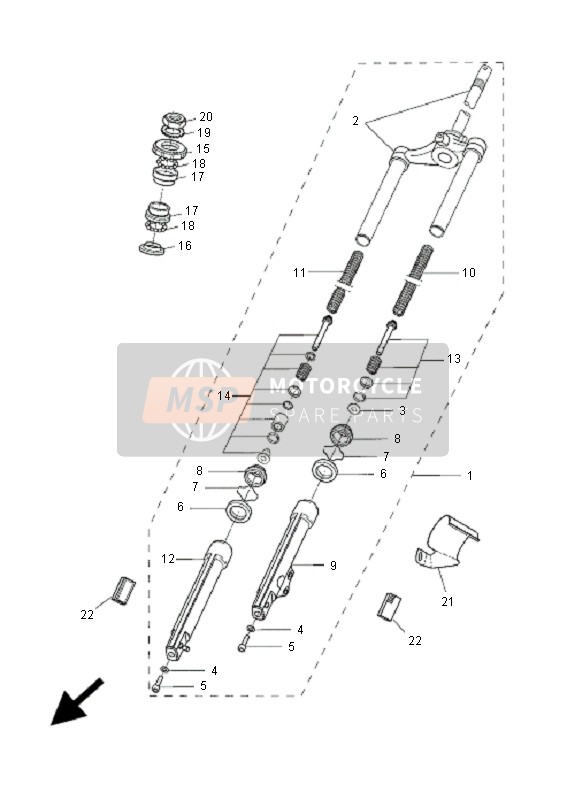 Yamaha YH50 WHY 2005 Forcella anteriore per un 2005 Yamaha YH50 WHY